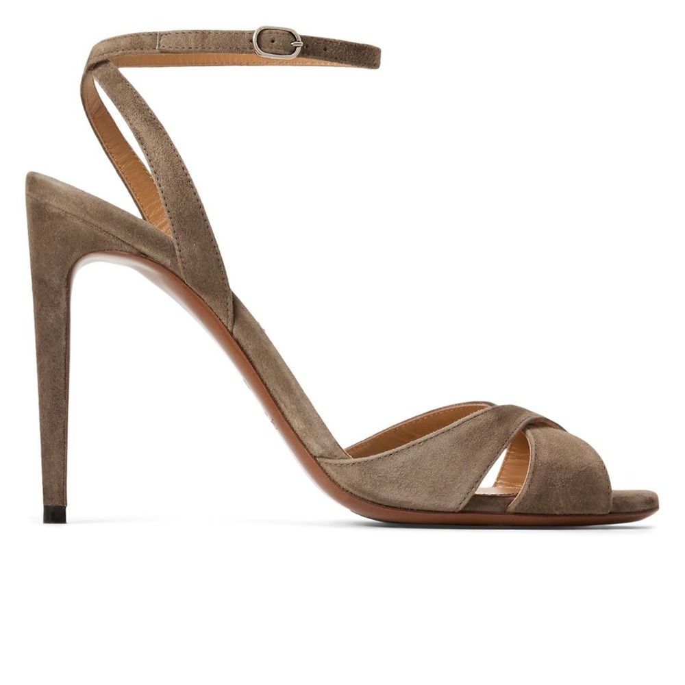 NWT Ralph Lauren Collection/Purple Label Taupe Suede Strappy Heels, Size 6, NEW!